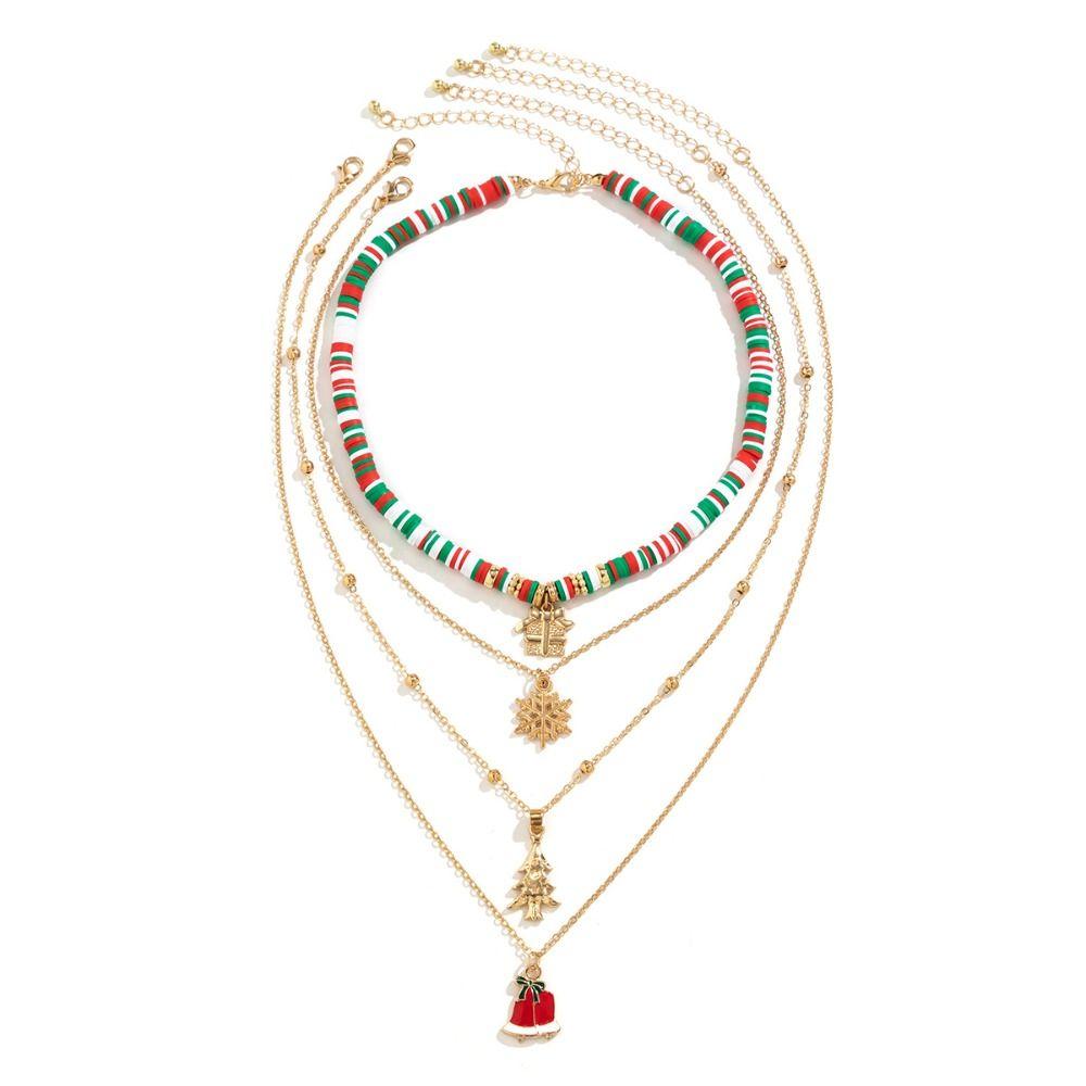 2/3/4pcs/set Cartoon Rice Beaded Chain Christmas Tree Cartoon Pendant Choker  Decoration
