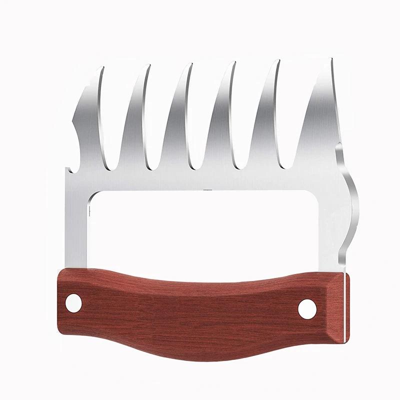 

LMETJMA Bear Claws из нержавеющей стали для барбекю, измельчитель мяса, когти с деревянной ручкой, открывалка для бутылок, куриные когти для индейки KC0423