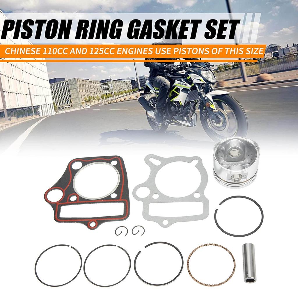 52,4 mm Kolbenring Dichtungssatz, KIMISS Motorteile Kolbensatz Metallkolbenring-Kit