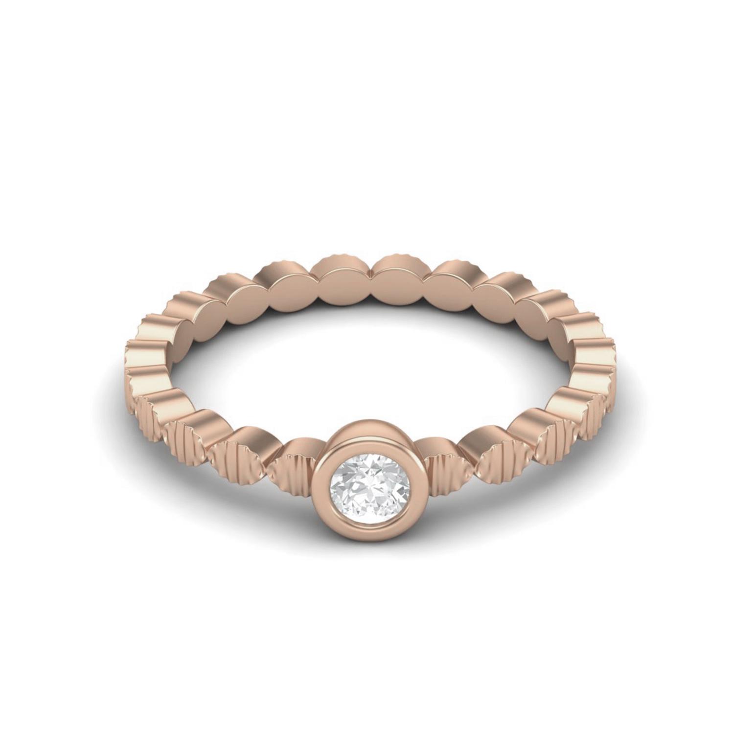 925 Sterling Silver Rose Vermeil 3mm Round Moissanite Stackable Band Women Anniversary Ring