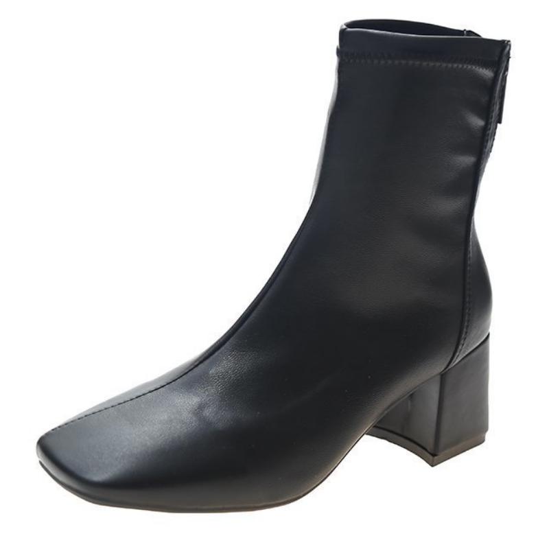 Sexy Damenstiefel Weiches PU-Leder Botas 6CM Absätze Damenmode Schuhe Herbst Winter Stiefeletten Quadratische Zehenpartie Weibliche Stiefeletten WSH4188