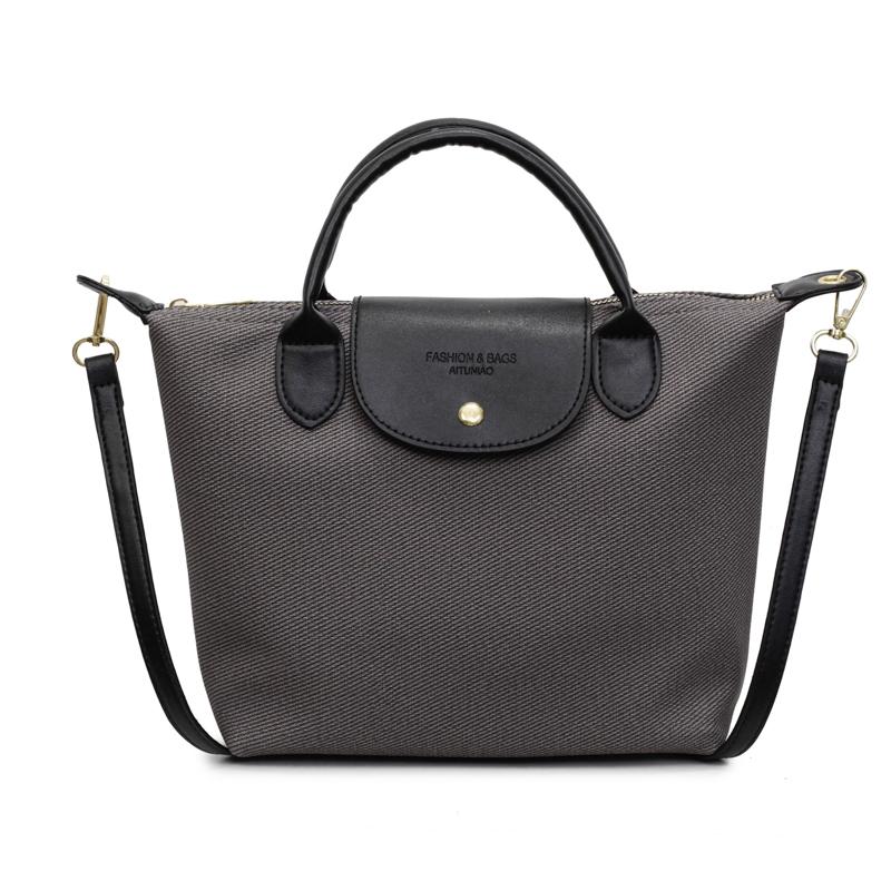 Nouveau sac fourre-tout de plage en Nylon mode femmes sac à main fourre-tout Oxford sacs à bandoulière femme imperméable boulettes pliant sac à provisions L gris foncé