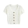 Fashion Crew Neck Knitted Sweater Women's Summer New American Spice Girl Slim and Thin Short Cardigan Short-sleeved T-shirt