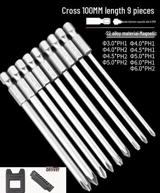 Набор промышленных бит для крестовой отвертки Green Forest S2, штекер CN (адаптер в комплекте)