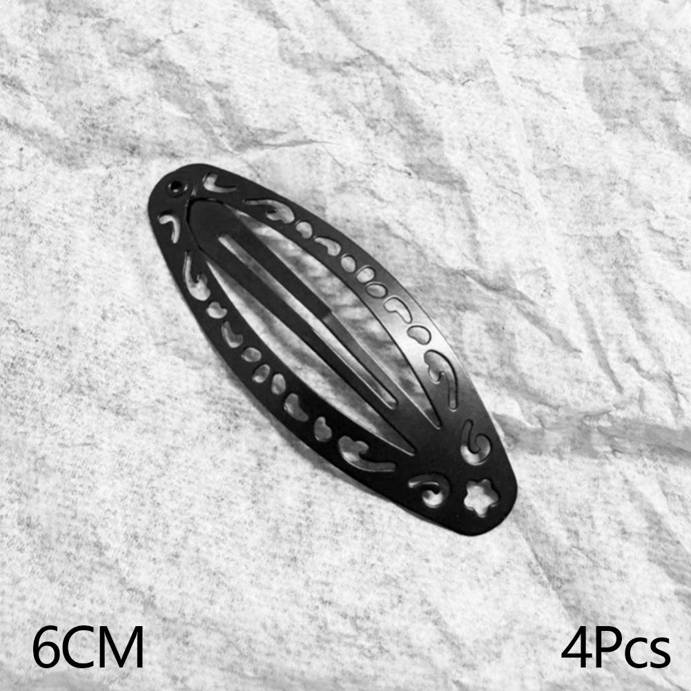 4Pcs Vintage Y2K Geometric Hollowed Out Oval Metal Hair Clips Punk Side Hair Accessories For Women