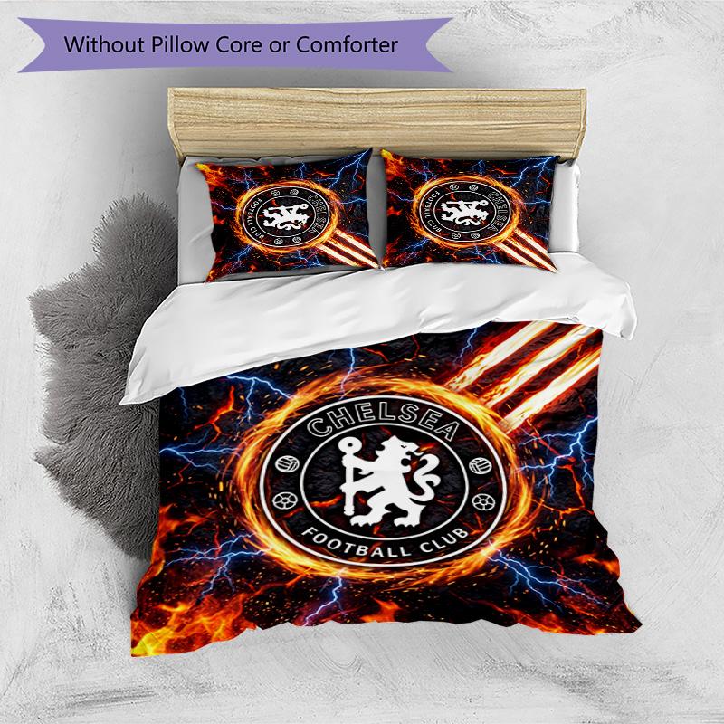 Set Lenzuola 3 Pezzi Stampato Chelsea FC Morbido Delicato sulla Pelle Lavabile Copripiumino e Federe Set Tutte le Stagioni Camera da Letto