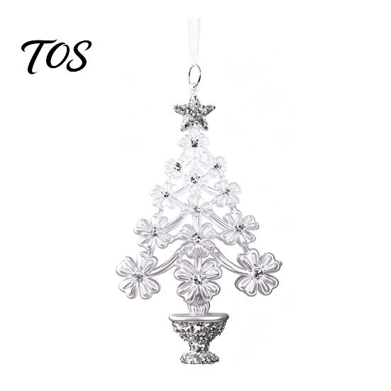 Gold Star Topped Ornaments Acrylic Christmas Tree Ornament with Lanyard, Xmas Shaped Gift for Friends Family Decorative Hanging Pendant Holiday Tree,