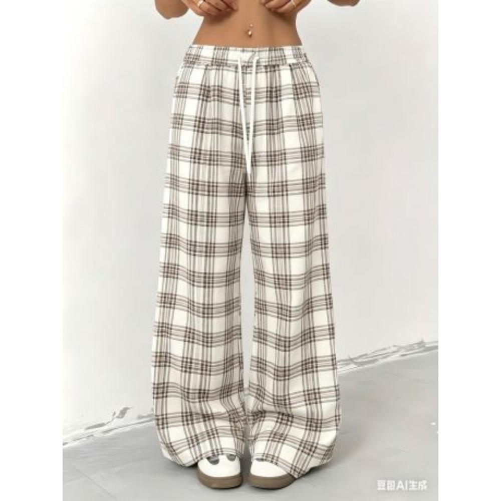 Floral Print Wide Leg Women Pants Spring Drawstring Bohemia Trousers Lady Casual Loose Elastic Waist Pantalonsw Plus Size