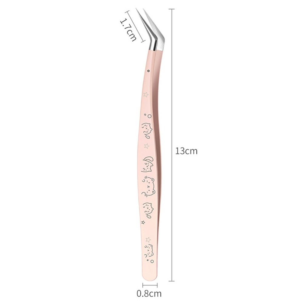 Stainless Steel False Eyelash Tweezers Anti-static With Leather Case Lashes Extension Tweezer High Precision Cartoon