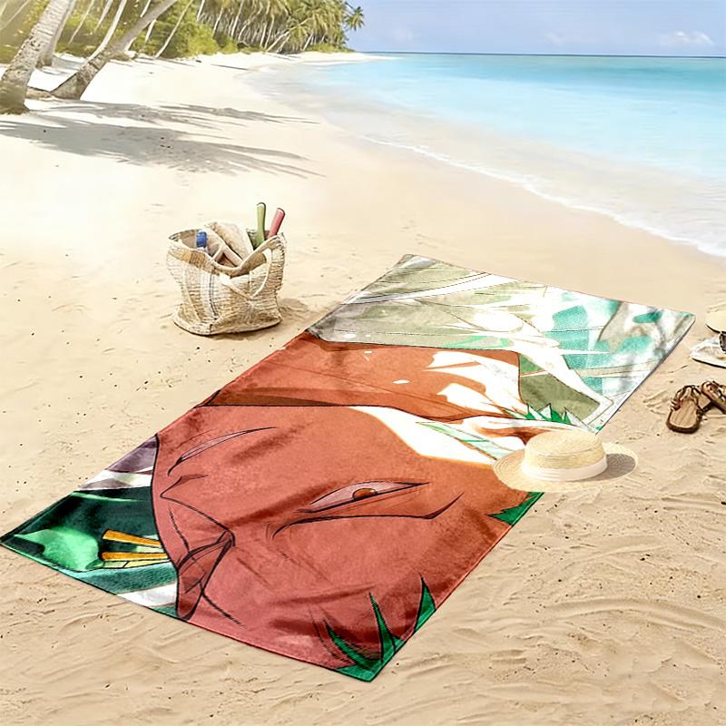 Roronoa Zoro Wano Print Beach Towel, Large Soft Quick Dry Towel for Beach Camping Swimming
