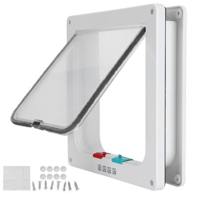 Cat Lock Security Flap Door Cat Flip Door Plastic Small Pet Gate Household Pet SuppliesWhite L
