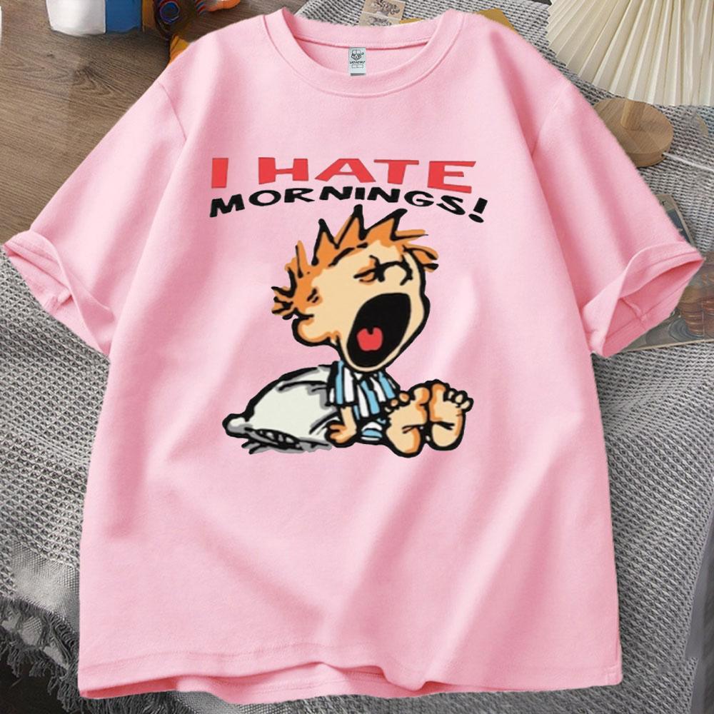 ZX Tee Vintage I Hate Mornings Premium T-Shirt Retro Cartoon T-Shirt Vintage 90s Tee Comfortable Personality for Outdoor Enthusiasts