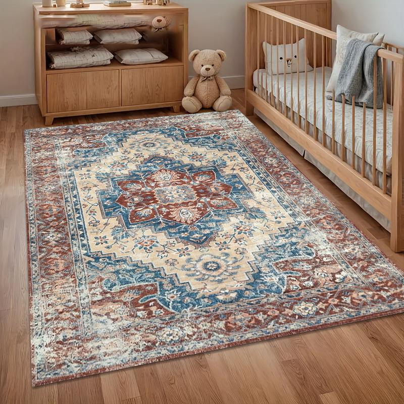 Teppich Weich Rutschfest Vintage Grau Orange Abstrakte Textur Bodenmatte für Schlafzimmer Wohnzimmer Kinderzimmer Heimdekoration