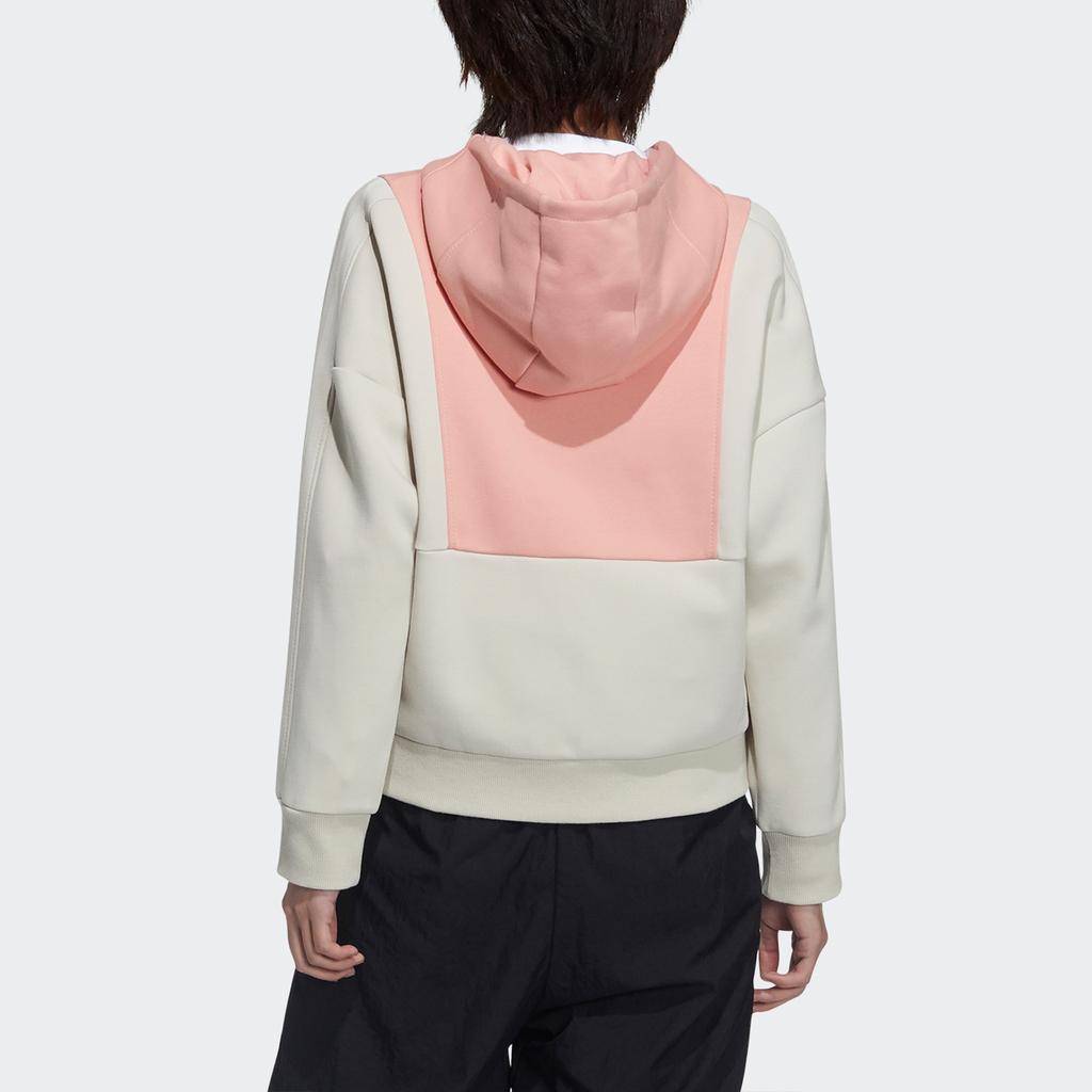 Adidas Kurtka Str Dzianinowa Kurtka z Kapturem w Bloki Kolorystyczne Damskie Kurtki Migdałowy Brąz GP0691