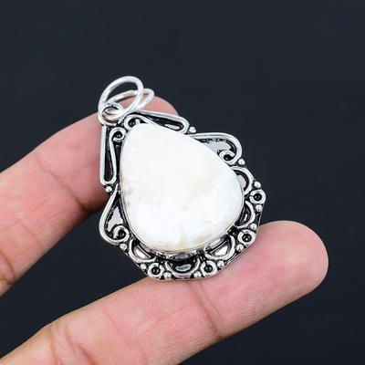 Gift For Women Jewelry Pendant 925 Sterling Silver Natural Scolecite Gemstone
