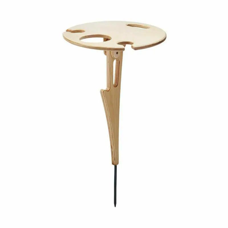 Outdoor Wine Table With Foldable Round Desktop Mini Wooden Picnic Table Collapsible Easy To Carry Wine Rack Party Travel Tools