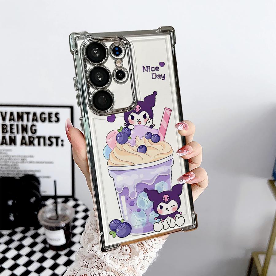 

Милый чехол для телефона Sanrio Kuromi для Samsung Galaxy S25 Plus S25 Ultra s24ultra s24fe S20 FE S21FE S23 S24 S22 Ultra Прозрачный чехол Galaxy S21 5G