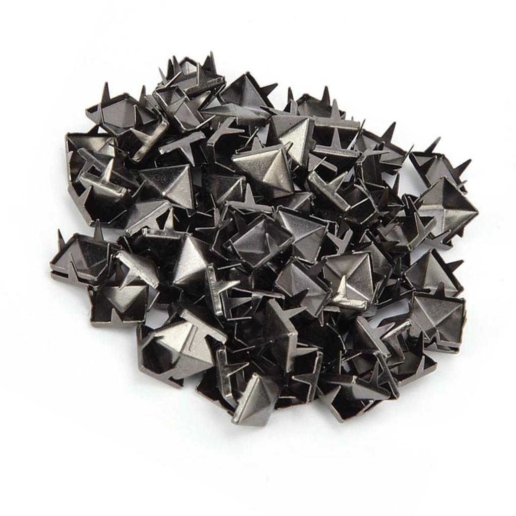 100 PCS 9MM Brass Copper Square Rivets Apparel Shoes Bag Accessories for Leather DecorationGun