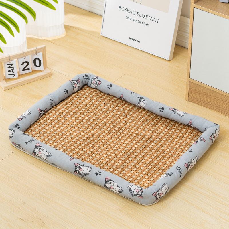Pet Cooling Mat: Summer-Ready Nest for Cats & Dogs - All-Season Rattan Bed.