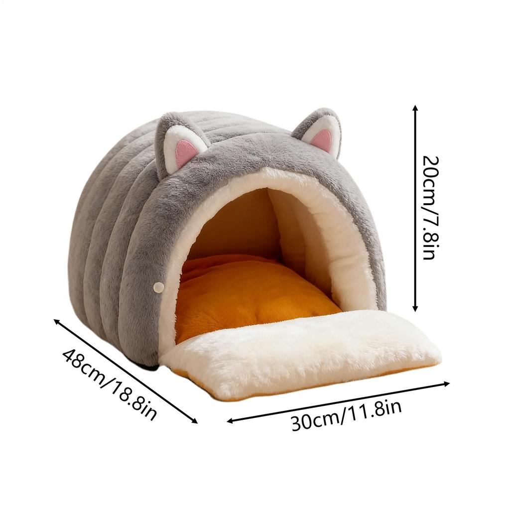 Cat Bed Cave Semi-Enclosed Dome Shape Winter Warm Shelter Warm Cat Bed For Animal Kittens Indoor Bedroom Balcony Apartment Home