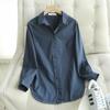 Women's Trendy Korean Slim-Fit White Cotton Shirt - Elastic, Non-See-Through, Versatile for Spring/Autumn