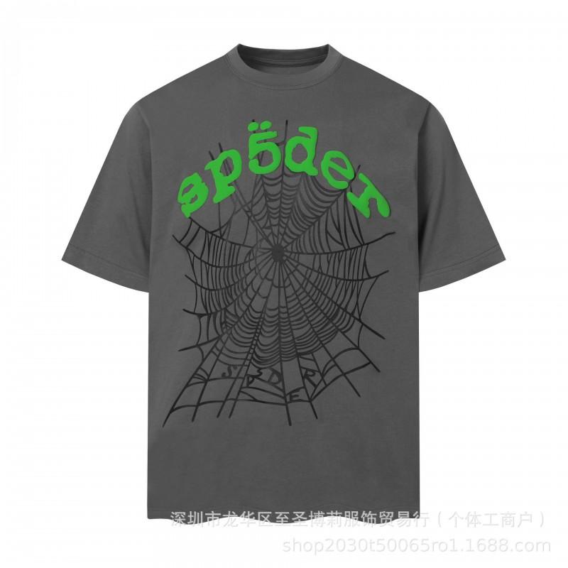 Sp5der 3D Puff Print Graphic Tee Men Loose Fit Cotton Short Sleeve T-Shirt Casual Wear