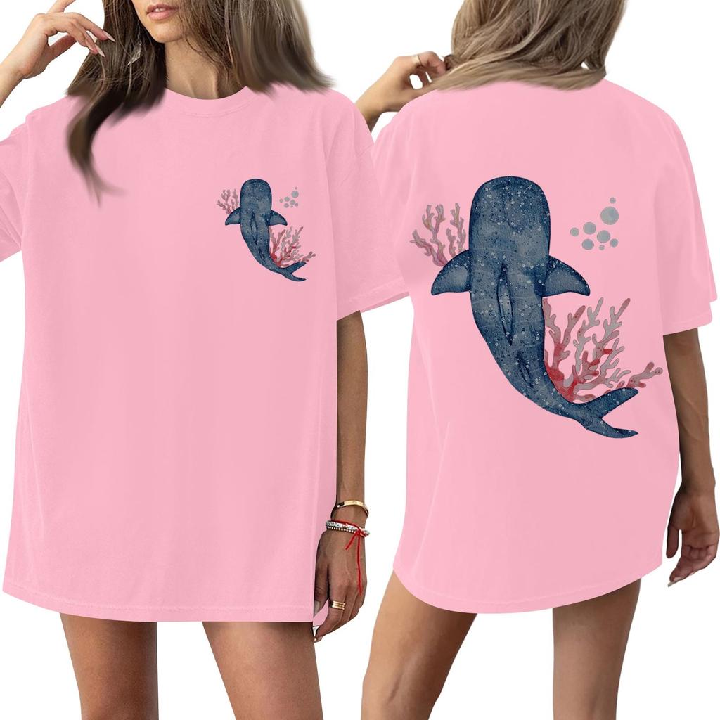 Top Tricou cu Mânecă Scurtă Imprimat cu Gât Rotund pentru Femei