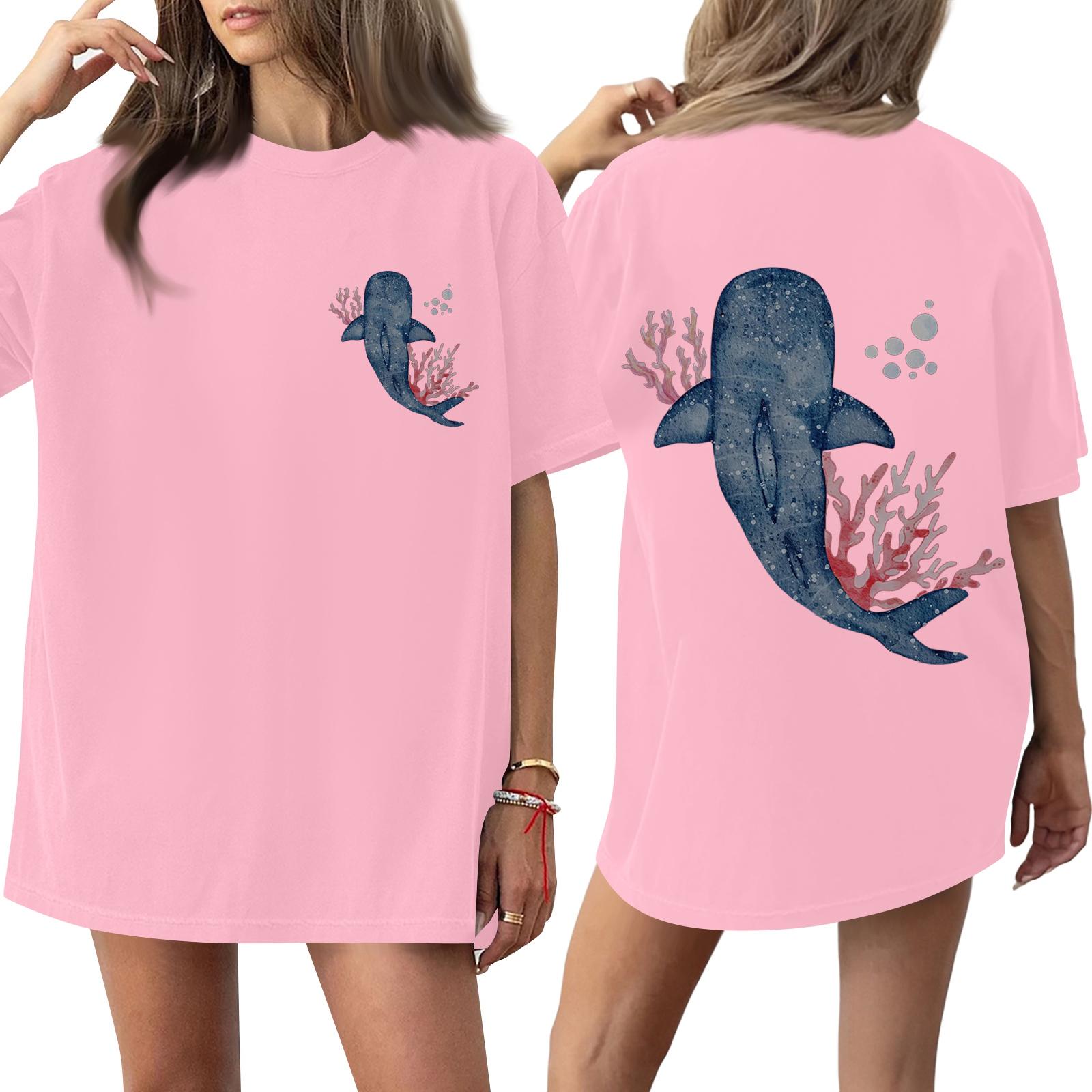 

Жіноча футболка з круглим вирізом, з принтом, з короткими рукавами XXXXL рожевий