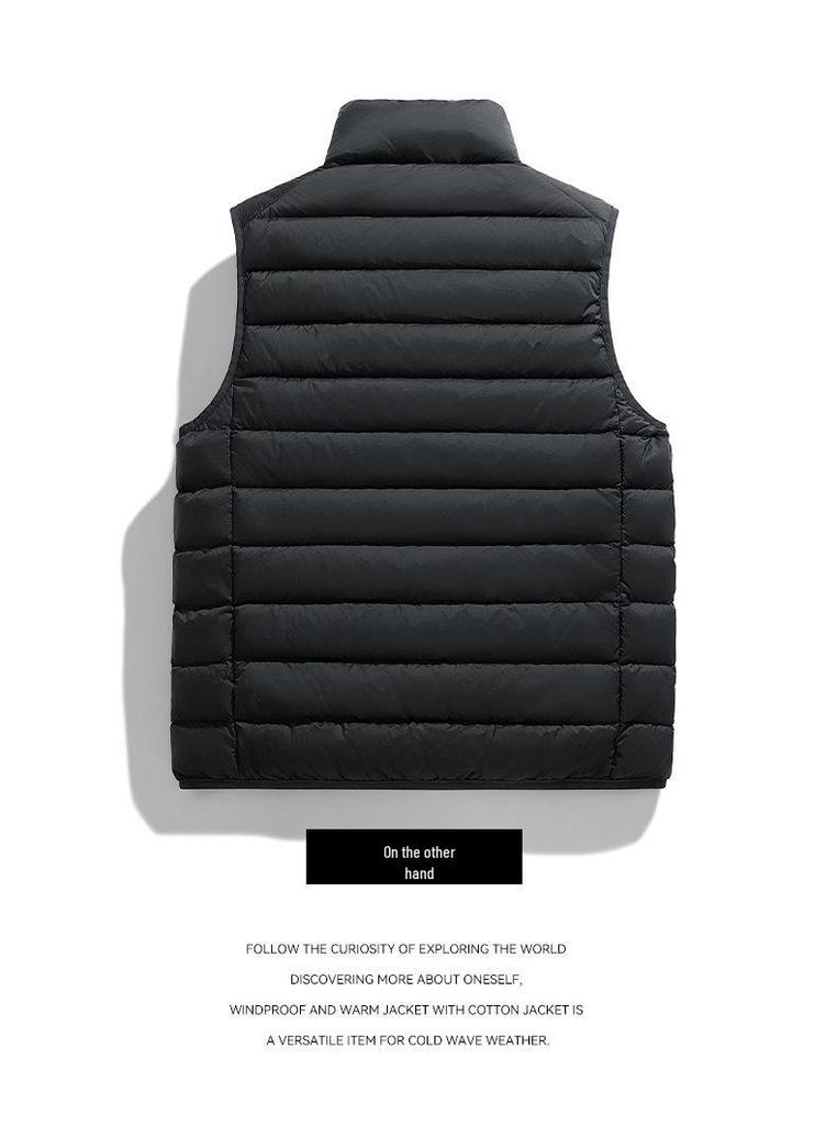 Men's Lightweight Winter Down Vest, 90% Insulated with Stand Collar, Short Fit for Sports, Group Purchase & Custom Printing Available