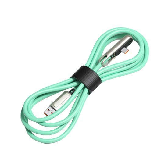 240W Fast Charging USB-C Cable with Foldable Phone Stand Dual Head USB-A & USB-C Fast Charger Silicone Tangle-Free 480Mbps Data Transfer Charging Cord