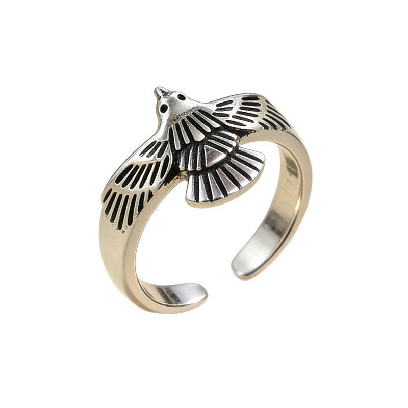 Bf Club Rings For Women Simple Geometric Handmade Irregular Retro Bird Wings Ring Allergy For Birthday Gift