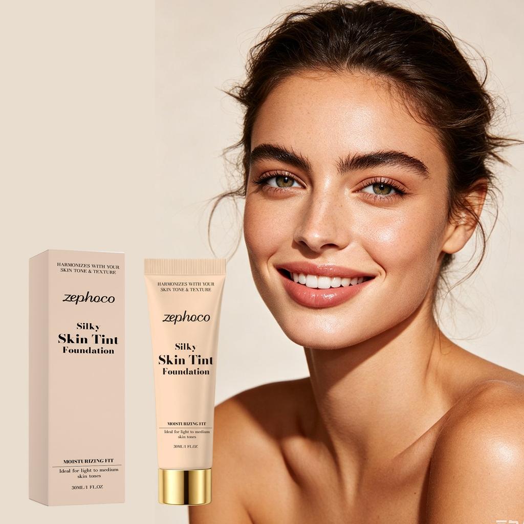 Zephoco Smooth Hydrating Foundation Natural Lightweight Silky Waterproof Portable Easy Application 30ml