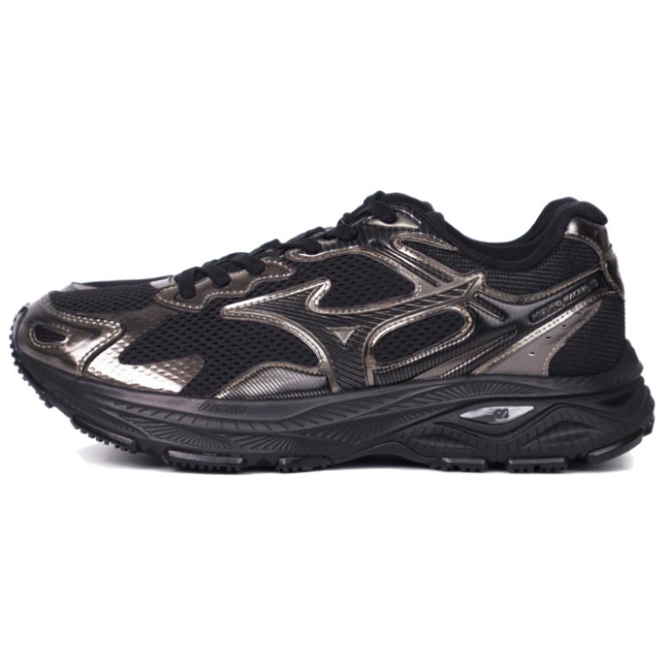 Mizuno Racer S Unisex Low Top Running Shoes Black Gold Mesh Suede Upper D1GH223521 36.5