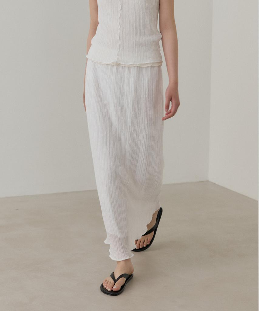 Towave Teen Pleats Banding Skirt_White