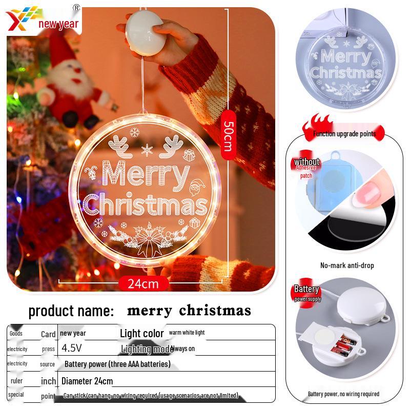 Glowing Merry Christmas LED Suction Cup String Lights for 2025 Holiday Window Display