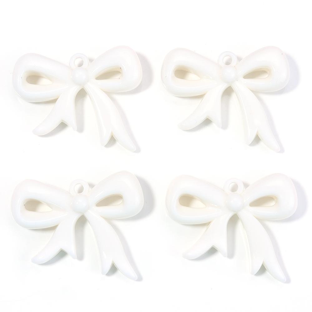 

4pcs 49x40mm Bowknot Acrylic Charms Colorful Bow Charms Pendants For Jewelry Making DIY Necklace Phone Key Chain Accessories белый
