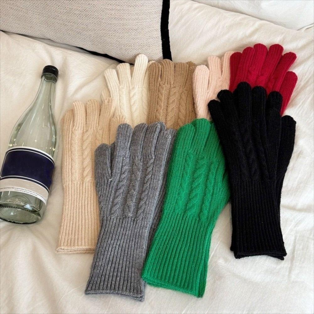 Touch Screen Wool Gloves Extended Version Full Finger Gloves  Winter Outdoor Activities