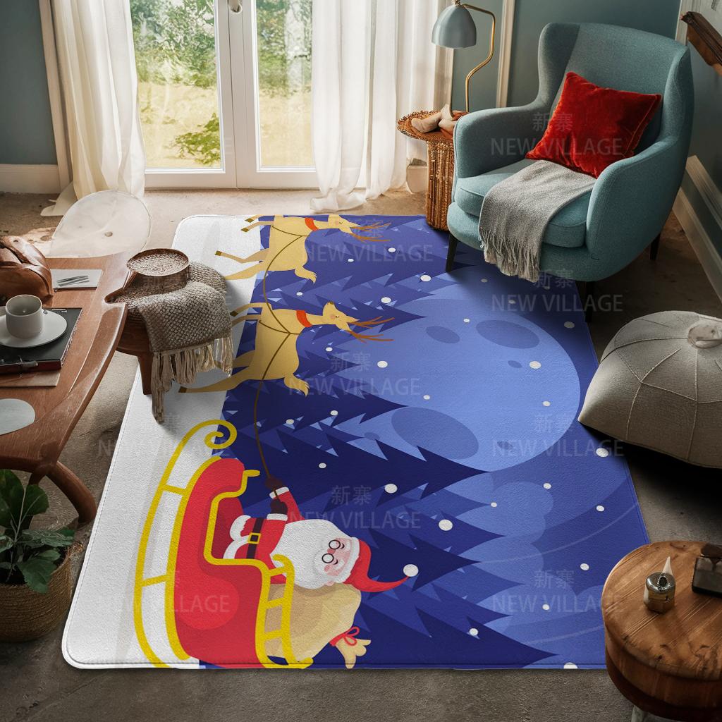 House Entrance Carpet Home Door Mat Living Room Bath Foot Bathroom Non-slip Water Absorption Rugs Bath Merry Christmas Winter