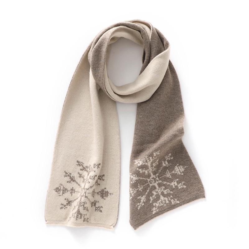 Unisex Kaschmirschal: Roter Colorblock Schneeflockenstrick, Warme dicke Wolle für den Winter