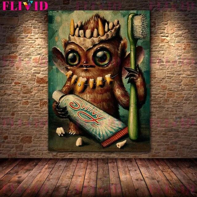 أيام وحشية خمر الرسم على لوحات القماش الجدارية الحيوانات السحرية والوحوش الغريبة ملصق فني وطباعة ديكور المنزل بدون إطار