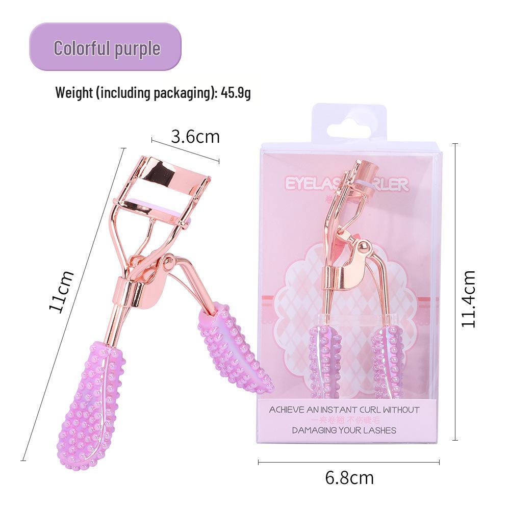 Press Eyelash Curler with Pink Handle & Carbon Steel for Natural Curling – Beauty Tool in Box.