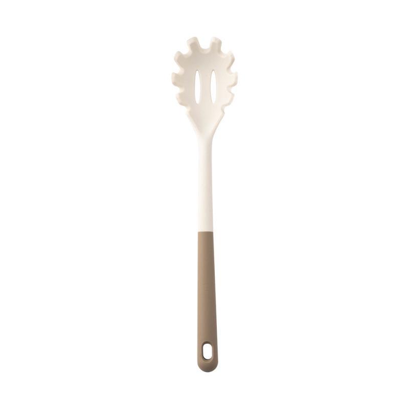 Heat-Resistant Silicone Kitchenware Set: Spatula, Soup Ladle, Slotted Spoon, Rice Spoon, Frying Pan Scraper, Oil Brush, and Flour Grabber.