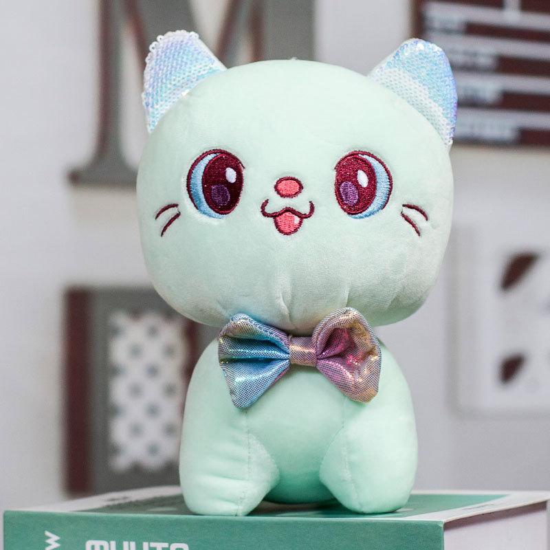 

Catching Machine Plush Toy Black Cat Tiger Doll Creative Cat Simulation Cat Cartoon Gift Rag Doll Bow Tie Cat 23cm weight 0.136kg