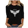 Round Neck 3D Cross Printed Top Fashionable Casual Long Sleeved Women's T-shirts