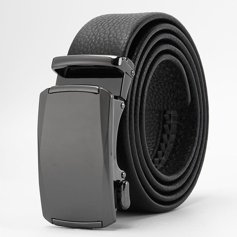 New Men's Head Leather Automatic Buckle Leather Belt Pure Real Cowhide Business Casual Belt