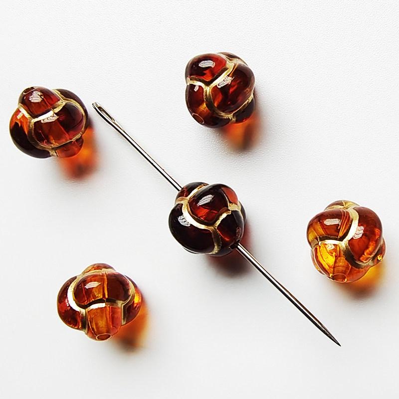 Retro Amber Gold-Inlaid Rose Mirror Heart Beading Supplies