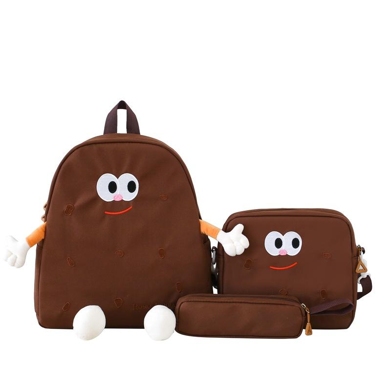Biscuit Backpack Female Japanese Ins Wind Soft Cute Cartoon Cute Canvas Backpack Girl Student School Bag