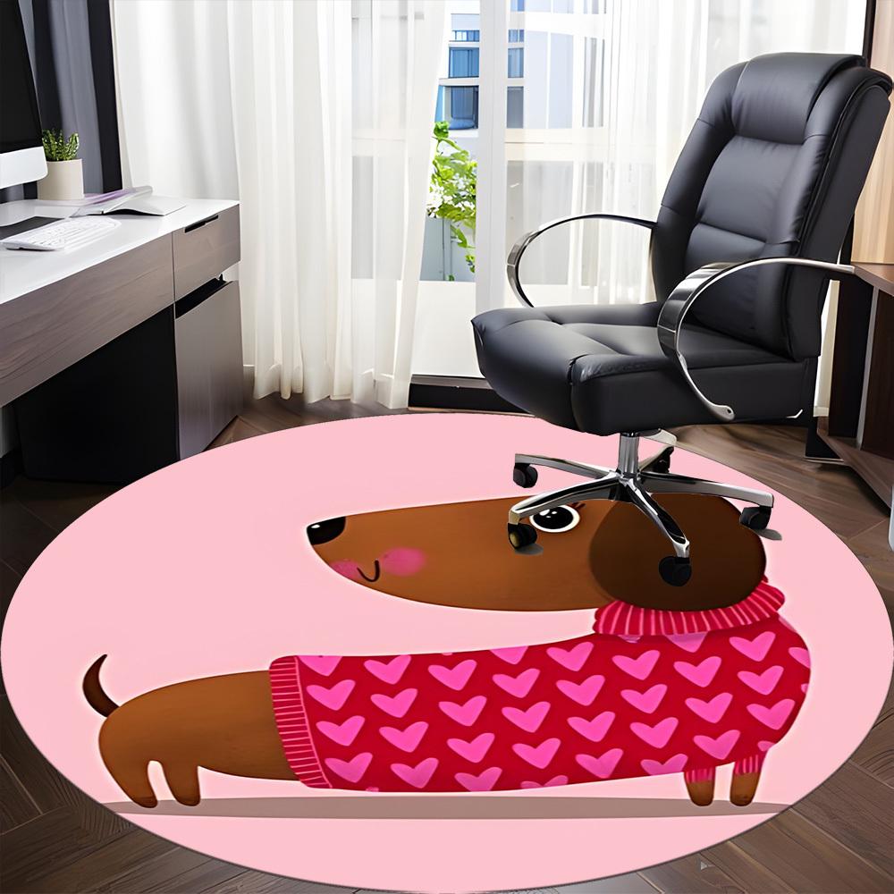 1pc Dachshund Heart Chair Carpet for Office - Durable, Ideal for Chair Mats, Stylish & Functional Decorative Rug Yy260203010