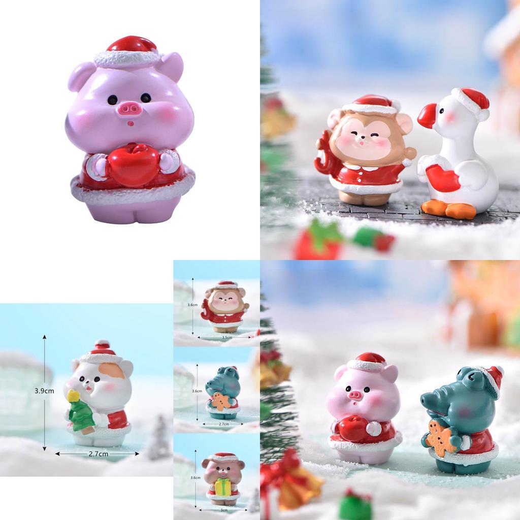Cute Resin Christmas Animal Figurines For Diy Snow Scenery Craft And Gifts