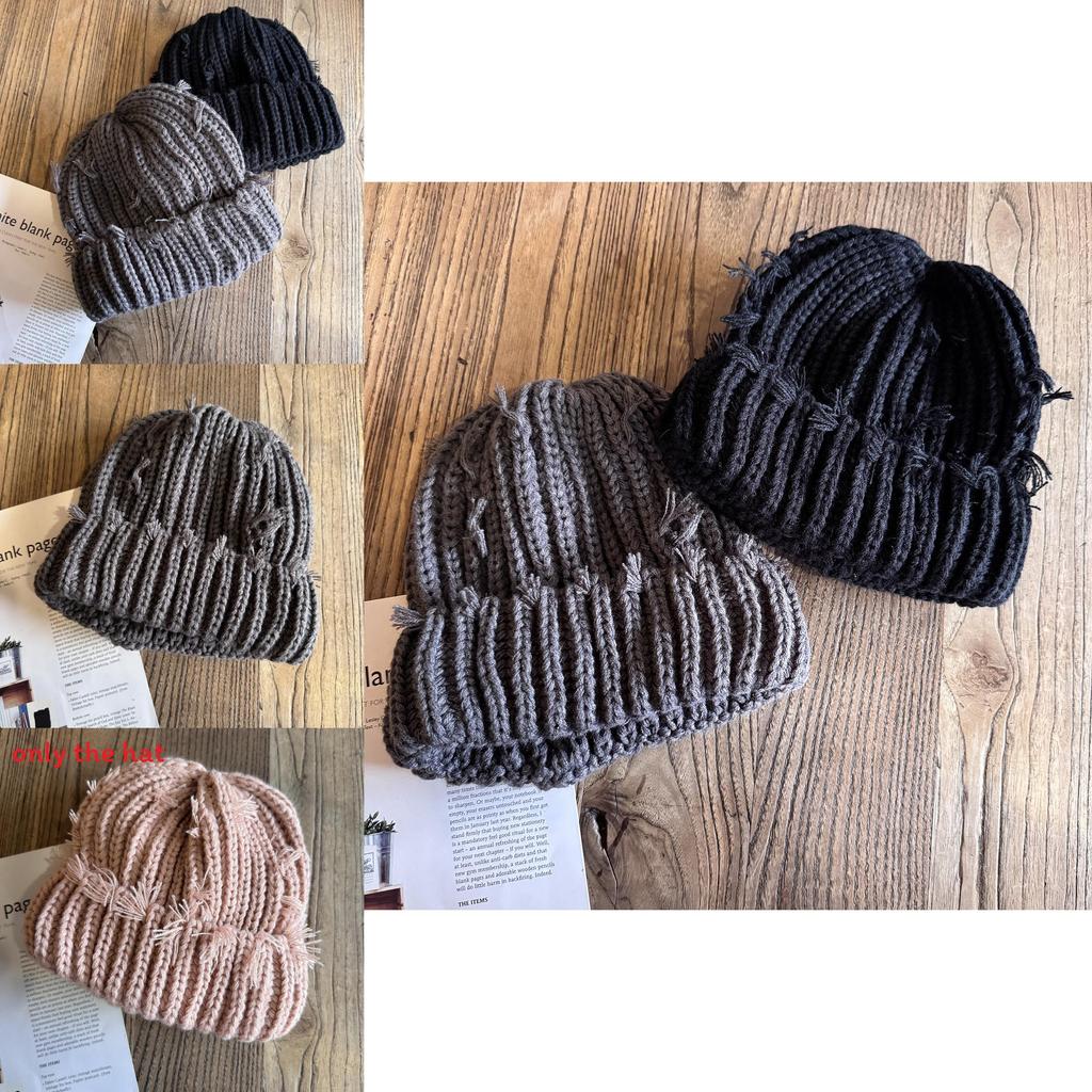 Autumn Winter Knit Hat For Men Women Acrylic Beanie With High Crown Design